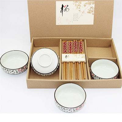 d0110052紅櫻花韓式碗筷四人餐具組